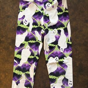 LuLaRoe Kids Halloween Ghost Leggings - Purple and Green